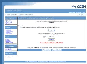 phpCOIN Webspace Hosting Example