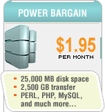 Power Bargain Webspace Hosting Package
